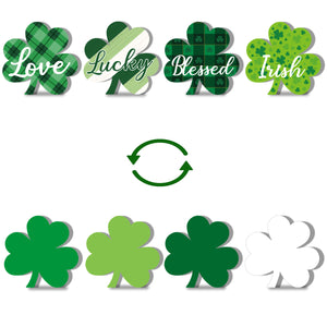 WATINC St. Patricks Tiered Tray Decor - 4PCS 3D Shamrock Wood Centerpiece Table Decorations, Saint Patty's Day Double-Sided Wooden Signs, Irish Blessing Clover Farmhouse Party Decorative for Home