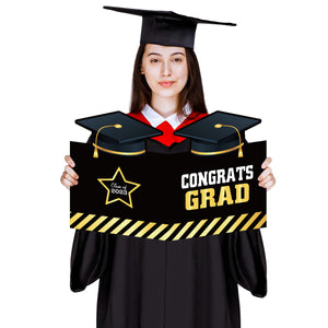 WATINC Graduation Decorations Jumbo Greeting Card Class of 2023, Large Signature Guest Book Board Congrats Grad, Black Gold Style Celebration Supplies Gifts for Student Graduation Party (22 x 14 Inch)