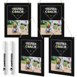 WATINC Thanks Coach Photo Frame - 4pcs Softball Coach Wood Picture Frame Gifts with Pen for Women Men Team Player, Home Office Sports Decorations Hanging Frame Wall Art Photo Album (10.2” x 7.9”)