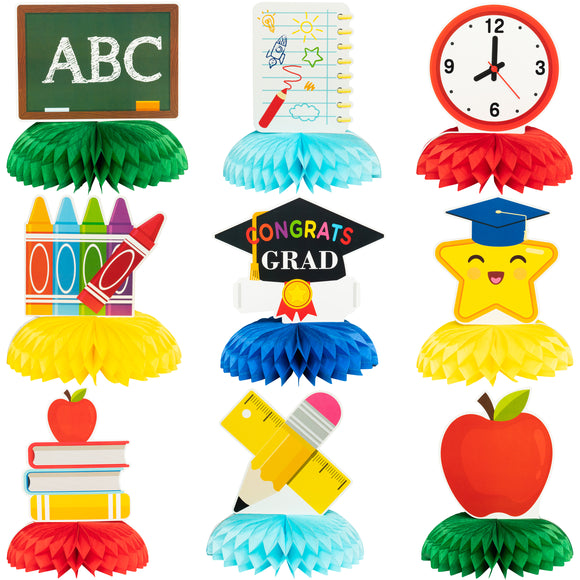 WATINC 9pcs Preschool Kindergarten Graduation Party Centerpieces, Graduation Party Table Topper Ornaments, Preschool Congrats Grad Tabletop Decorations for Kids Classroom School Prom Celebration Favor