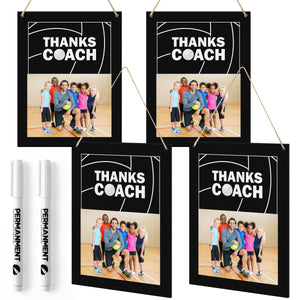 WATINC Thanks Coach Photo Frame - 4pcs Volleyball Coach Wood Picture Frame Gifts with Pen for Women Men Team Player, Home Office Sports Decorations Hanging Frame Wall Art Photo Album (10.2” x 7.9”)