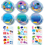 WATINC 24Pcs Sea Animal Scene Sticker Art Craft, Make Your Own Ocean Animals World Under The Sea Scene Stickers, DIY Shark Clown Fish Dolphins Decals, Kids Game for Classroom Activity Party Supplies