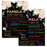 WATINC Flower First and Last Day of School Chalkboard Sign, Back to School Board Signs, Reusable Double-Sided 13.6" x 9.7" Wooden Blackboard Photo Prop Supplies for Preschool Kindergarten Kids