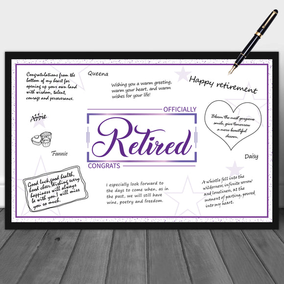WATINC Retirement Party Decorations Jumbo Guest Book, Purple Congrats Retired Guest Book, Large Message Card Farewell Goodbye Signature Poster Gift for Coworker Office Men Women