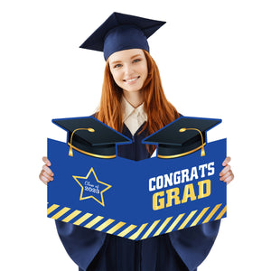 WATINC Graduation Decorations Jumbo Greeting Card Class of 2023, Large Signature Guest Book Board Congrats Grad, Blue Gold Style Celebration Supplies Gifts for Student Graduation Party (22 x 14 Inch)