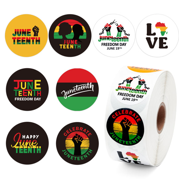 WATINC 1000Pcs JUNETEENTH Stickers Roll June 19th Independence Day Sticker Freedom Day Celebration Patriotic Circle Decals Labels African Afro American Festival Theme Party Supplies Decoration Favors