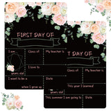 WATINC Flower First and Last Day of School Chalkboard Sign, Back to School Board Signs, Reusable Double-Sided 13.6" x 9.7" Wooden Blackboard Photo Prop Supplies for Preschool Kindergarten Kids