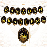 WATINC 2pcs Ramadan Kareem Banner Eid Mubarak Decoration, Ramadan Mubarak Hanging Banners Decor, No DIY Needed Eid Al-Fitr Party Favor Supplies Hang Bunting for Home Tree Fireplace Wall 10 Feet