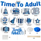 WATINC 42pcs 18th Birthday Party Decorations for Boys Girls, Navy Blue and Silver Time to Adult Bday Banner Deep Blue Hanging Swirls, Happy 18 Years Old Birthday Party Favors Cake Topper Centerpieces