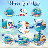 WATINC 24Pcs Sea Animal Scene Sticker Art Craft, Make Your Own Ocean Animals World Under The Sea Scene Stickers, DIY Shark Clown Fish Dolphins Decals, Kids Game for Classroom Activity Party Supplies