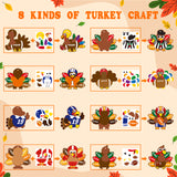 WATINC Thanksgiving Fall Sticker Craft for Kids - 123pcs Turkey Hanging Ornaments Arts Crafts Kit with String, DIY Football Autumn Thanksgiving Game Home Classroom Activities Party Tree Decoration