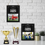 WATINC Thanks Coach Photo Frame - 4pcs Soccer Coach Wood Picture Frame Gifts with Pen for Women Men Team Player, Home Office Sports Decorations Hanging Frame Wall Art Photo Album (10.2” x 7.9”)