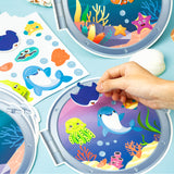 WATINC 24Pcs Sea Animal Scene Sticker Art Craft, Make Your Own Ocean Animals World Under The Sea Scene Stickers, DIY Shark Clown Fish Dolphins Decals, Kids Game for Classroom Activity Party Supplies