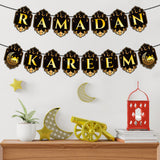 WATINC 2pcs Ramadan Kareem Banner Eid Mubarak Decoration, Ramadan Mubarak Hanging Banners Decor, No DIY Needed Eid Al-Fitr Party Favor Supplies Hang Bunting for Home Tree Fireplace Wall 10 Feet