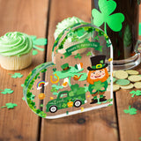 WATINC St. Patrick's Day Gifts - Acrylic Heart Shamrocks Tiered Tray Table Decor, Saint Patty's Irish Blessing Desk Decorations, Clover Party Plaque Sign Centerpiece Tabletop Decorative for Home