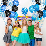 WATINC 36pcs 13th Blue and Black Latex Balloon, 13 Years Old Birthday Balloons Official Teenager Happy 13th Party Decor, Cheer to 13 Year Bday Favor Supplies Decorations for Girls Boys (12 Inch)