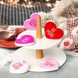 WATINC Valentines Tiered Tray Signs - 5PCS Valentine's Day Sweet Conversation Heart Table Decor, Happy Valentine Double-sided Centerpieces Decorations, Romantic Wedding Engagement Wooden Tabletop Gift