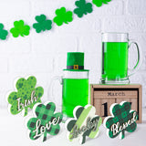 WATINC St. Patricks Tiered Tray Decor - 4PCS 3D Shamrock Wood Centerpiece Table Decorations, Saint Patty's Day Double-Sided Wooden Signs, Irish Blessing Clover Farmhouse Party Decorative for Home