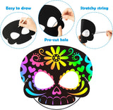 WATINC 30pcs Day of The Dead Skull Scratch Mask Gift Set for Kids, Halloween DIY Magic Scratch Paper, Skull Craft Kit to Mexican School Classroom Activity Art Project Party Favors Supplies