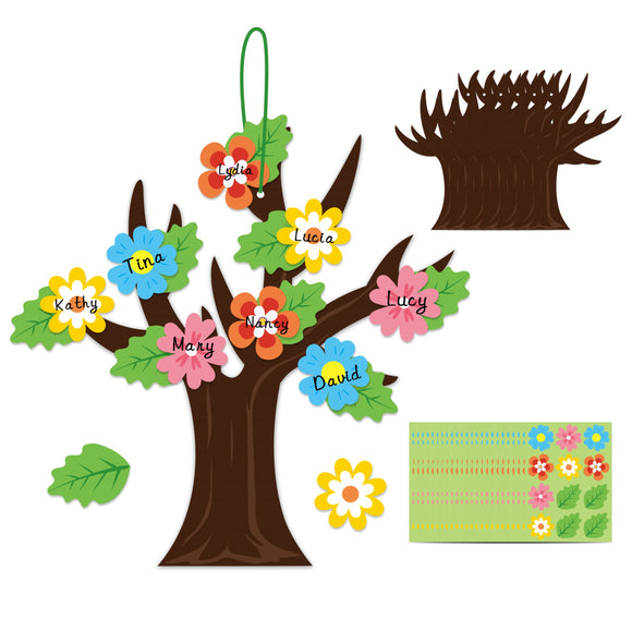 WATINC 24 Pack Spring Tree Craft Kit, Make Your Spring Tree Hanging Ornaments, Springtime Flowers Leaves Trees DIY Party Decoration for Kids, Fun Activities Stickers Game for Home Classroom Preschool