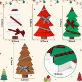 Christmas Tabletop Decorations Tree Sign - WATINC 4pcs Green Red Christmas Table Decor, Xmas Winter Wooden Tiered Tray Centerpiece, Buffalo Plaid Bow Farmhouse Party Signs for Home (Double Printed)
