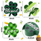 WATINC 3pcs St. Patrick's Day Tiered Tray Signs, Shamrock Table Decor Wood Sign, Saint Patty's Day Double-sided Wooden Centerpiece Clover Party Tabletop Topper Decoration Supplies for Holiday Home
