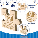 WATINC Puzzle Block Gift for Dad, Father's Day Birthday Gifts Ideas Puzzle Piece Sign Table Decoration, Father Bday Unique Presents Engraved Wooden Puzzle-shaped Home Decor from Daughter Son