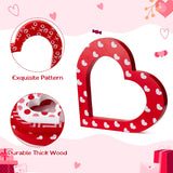 WATINC 3pcs Valentine’s Day Heart Wooden Table Decoration, Happy Valentines Party Tiered Tray Signs, Sweet Love Wood Centerpiece, Double-sided Romantic XOXO Tabletop Decor for Home Porch Kitchen Room