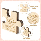 WATINC Puzzle Block Gift for Sister, Sister Birthday Gifts Ideas Puzzle Piece Plaque Table Decoration, Engraved Wooden Puzzle-shaped Sign Home Decor for Sisters Women Girls Daughter Bday Presents