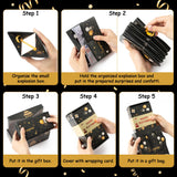 WATINC 16pcs Birthday Surprise Gift Box Explosion for Money, Happy Bday 12 Bounces Exploding Money Boxes with Confetti, Black Gold Pop Out Cash Holder for Women Men Kids Birthday Party Supplies