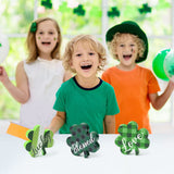 WATINC 3pcs St. Patrick's Day Tiered Tray Signs, Shamrock Table Decor Wood Sign, Saint Patty's Day Double-sided Wooden Centerpiece Clover Party Tabletop Topper Decoration Supplies for Holiday Home