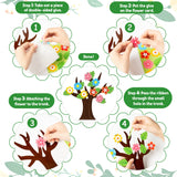 WATINC 24 Pack Spring Tree Craft Kit, Make Your Spring Tree Hanging Ornaments, Springtime Flowers Leaves Trees DIY Party Decoration for Kids, Fun Activities Stickers Game for Home Classroom Preschool