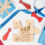 WATINC Puzzle Block Gift for Dad, Father's Day Birthday Gifts Ideas Puzzle Piece Sign Table Decoration, Father Bday Unique Presents Engraved Wooden Puzzle-shaped Home Decor from Daughter Son