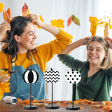 WATINC 3pcs Autumn Pumpkin Wood Centerpiece Table Decorations, Home Fall Halloween Buffalo Plaid Tiered Tray, Thanksgiving Black White Reversible Tall Standing Tabletop Block Decor Set(Double Printed)