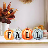 WATINC Fall Pumpkin Wood Centerpiece Table Decor, Autumn Thanksgiving Tiered Tray Decorations, Halloween Pumpkin Block Set, Rustic Party Wooden Sign Tabletop Décor for Home Kitchen (Double Printed)