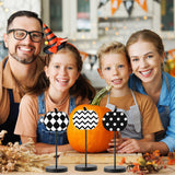 WATINC 3pcs Autumn Pumpkin Wood Centerpiece Table Decorations, Home Fall Halloween Buffalo Plaid Tiered Tray, Thanksgiving Black White Reversible Tall Standing Tabletop Block Decor Set(Double Printed)