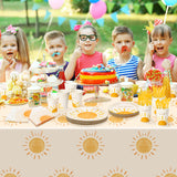 WATINC 170pcs First Trip Around the Sun Boho Party Tableware Set, Sunshine Birthday Table Decorations Supplies, The Sun Groovy Plate Napkins Forks Cups Spoons Knives Tablecloths Parties Favors