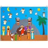 WATINC 42Pcs Nativity Baby Jesus Birth Felt Story Board Set Religious Jesus Crucifixion Resurrection Storytelling Christmas Easter He is Risen Party Supplies Early Learning Play Kit for Toddlers Kids
