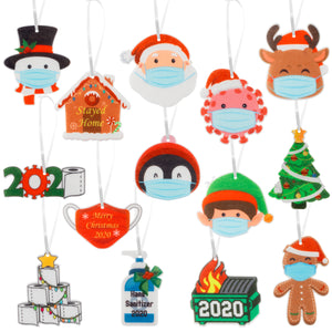 WATINC 28pcs 2020 Quarantine Christmas Felt Ornament Kit, 2020 Humor Family Keepsake Tree Hanging Decorations, Toilet Roll Shaped Xmas Tree Hanging Pendant Home Decorations