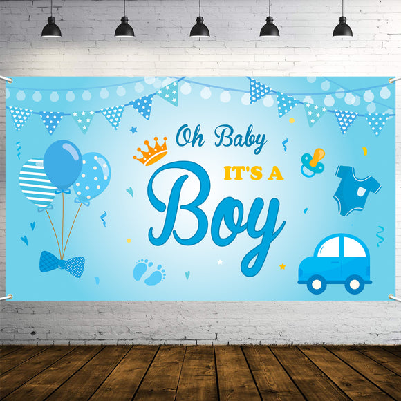 WATINC Oh Baby It’s A Boy Backdrop Decorations Baby Shower for Boy’s Blue Photography Background Newborn Announce Pregnancy Birthday Party Supplies Banner Photo Studio Props (Boy Style)