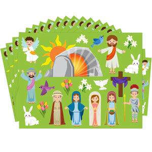 WATINC 40 Sheet Make a He Lives Scene Stickers for Easter Party Supplies, Easter Jesus Resurrection Stickers Birthday Party Game for Kids, Easter Religious Education Party Classroom Activity Gifts