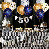 WATINC 36Pcs 50th Navy Blue and Gold Latex Balloons, 50 Years Old Birthday Confetti Balloon Party Decor, Anniversary Theme Party Photography Backdrop Favor Supplies Decoration for Men Women (12 Inch)