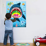 WATINC 36pcs Shark Party Sticker Game, Pin The Marine Organism On The Shark Poster for Kids Birthday Party Game, Shark Theme Party Favors Supplies for Kids, Under The Sea Ocean Party Decoration