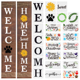 WATINC 24Pcs Seasonal Stencil Kit, Welcome Home Porch Sign for Front Door, Reusable DIY Stencil Word Home Sweet Home Sign Painting Mold on Wood Paper,Seasonal Theme Christmas Winter Holiday Home Décor