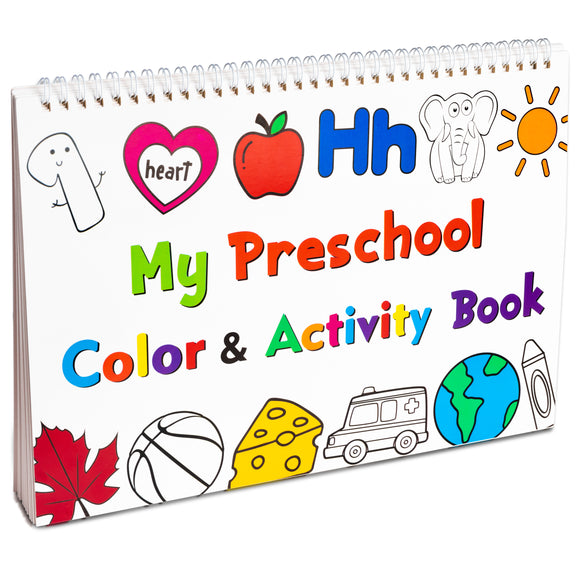 WATINC Preschool Color Activity Book, 12 Themes Preschool Learning Busy Book Toddler Coloring Book, Autism Sensory Learning Materials Educational Gifts for Toddlers Kindergarten School Party Supplies
