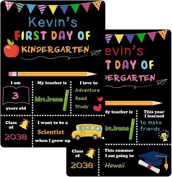 WATINC Fruit First and Last Day of School Chalkboard Style Photo Prop, Reusable Easy Clean Chalkboard Signs, Large Double-Sided Wooden Colorful Blackboard for Commemorate Back to School Supplies