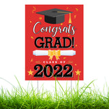 WATINC Graduation Yard Sign with Metal Stakes Congrats Grad Class of 2022 Double Sided Printing Waterproof Red Lawn Signs Party Decorations Supplies Photo Props for Outdoor Garden 11.8 x 16.9 Inch