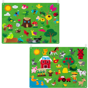 WATINC 2Pack Insect & Farm Animals Felt Story Board Grass Caterpillar Bee Butterfly Farmhouse Domestic Livestock Storytelling Preschool Early Learning Play Kit Wall Hanging Gift for Toddlers Kids