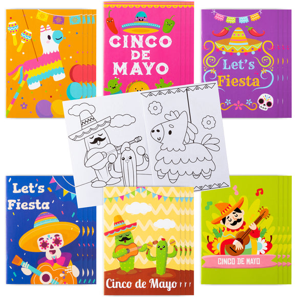 WATINC 24pcs Mexican Fiesta Coloring Books for Kids, Mexico Color Booklet Party Favor Supplies for Cinco De Mayo Party Decorations, DIY Art Color Activity Book Learning Materials with Multi Pattern
