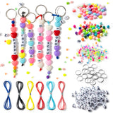 WATINC 286Pcs Valentine’s Day DIY Keychain Crafts Adjustable Letters Heart Shape 6mm Pony Transparent Beads Key Ring Bracelet Supplies Jewelry Making Kit Accessories Party Favor for Girls Women Men